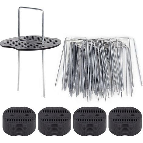50 Piquets De Jardin Ave Rondelles, Piquets De Fixation en Acier Galvanisé pour Baches Agraphes De Fixation De Toile De Paillage Piquets Galvanisé (1/4)