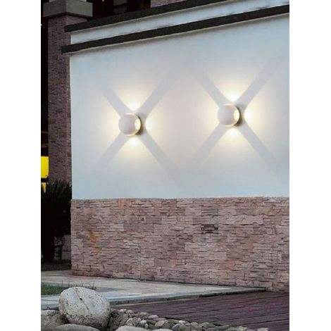 TrAdE Shop Traesio - Applique Muro A Sfera 4 Fasci Di Luce Esterno Bianco Luce 3000k 6000k 4000k Es58 - -Bianco Naturale - (1/2)