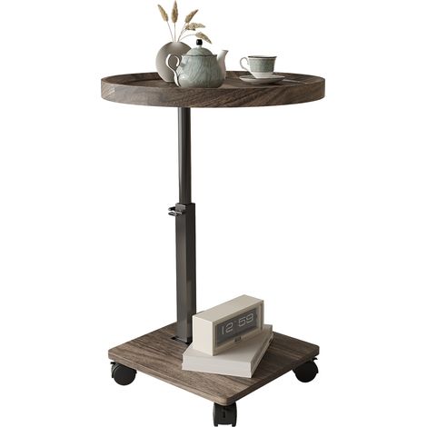 Table basse ajustable 2 niveaux PVC 4 roulettes pivotantes marron salon cuisine bureau (1/4)