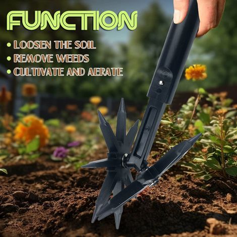 Aérateur de sol portatif à 3 dents – Outil de décompactage pour jardin – Retourne la terre sans effort (1/5)