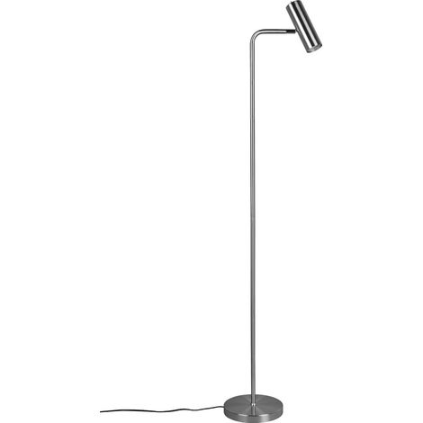 Stehleuchte modern Stehlampe mit verstellbarem Spot silber Wohnraum Designlampe, Lese Spot Strahler, nickel matt, LED 5 Watt 400lm warmweiß, H 151 cm
