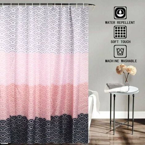 Rideau de douche Rideau de douche en tissu 180x180CM , rideau de douche décoratif facile d'entretien avec boutonnières renforcées, rideaux d'automne imperméables pour douches de salle de bain lavable