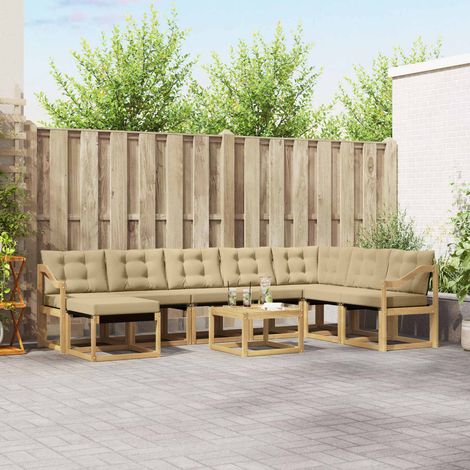 vidaXL Outdoor-Sofagarnitur 9 Stk. Weiß und Beige (1/5)
