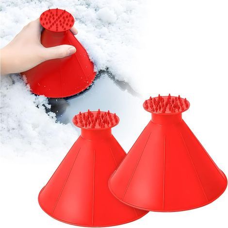 CSPARKV 3 Pcs Round Ice Scrapers, Universal Car Ice Scraper, Multifunctional Cleaning Snow Shovel, Car Accessories, for SUV, Car Windshield Car Windows (Red) (1/5)