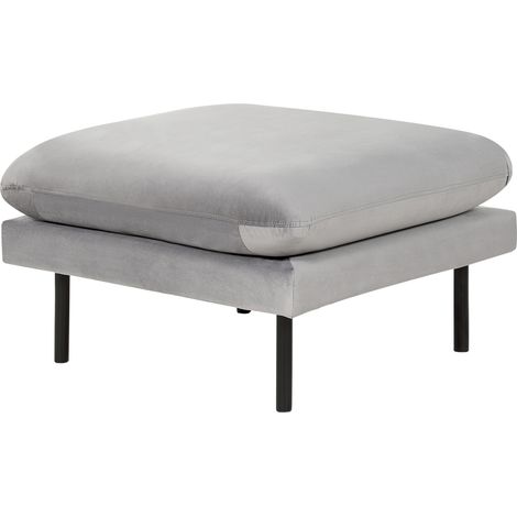 Otomana moderna reposapiés cuadrado acolchado patas de metal terciopelo gris Vinterbro (1/5)