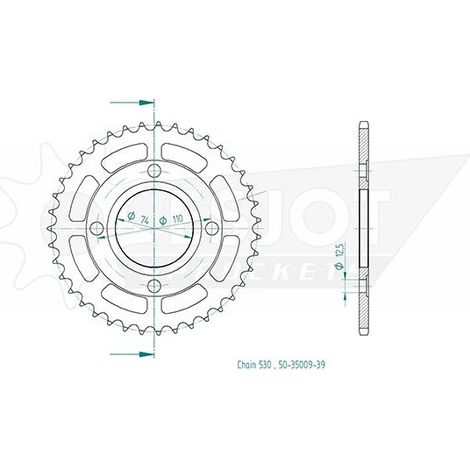 Couronne de transmission Esjot pour Moto Yamaha 400 Rd Dx 1978 39