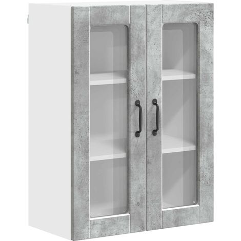 Maison Exclusive - Mobile in vetro da parete PORTO Grigio cemento 60 x 31 x 80 cm