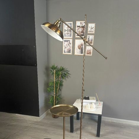 Lampadaire Korex Métal Moderne E27 Largeur 35 cm Abat-jour Réglable Tablette Variateur (1/4)