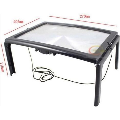 Loupe de lecture A4 Pleine Page Grandes Mains Libres Lumière Magnifier LED