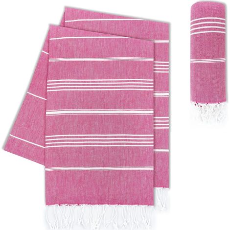 set de 2 serviette de plage, coton 100%, fouta hammam 95x180 cm, 100, sauna, piscine (1/5)
