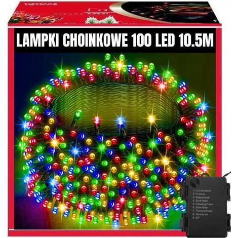 Extralink lampki choinkowe świąteczne 100led ozdobne multikolor na baterie 10,5m (1/5)