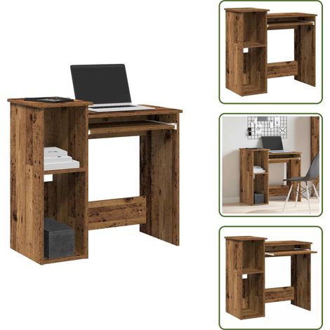 Scrivania da studio - vidaXL Scrivania Mensole Legno Vecchio 84x40x78 cm Legno Multistrato - Scrivania per computer