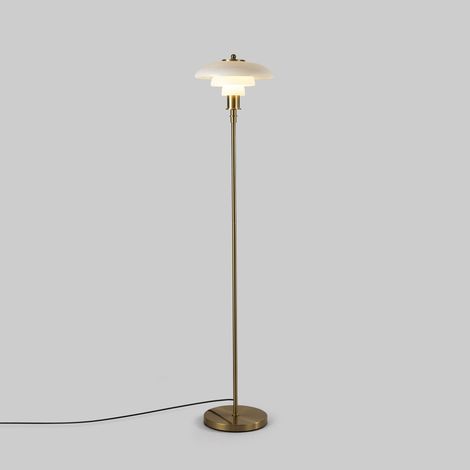 Barcelona Led – Lampadaire sur pied 'Marshal' – Abat-jour en verre opale – Culot E27 – Base stable pour éviter les basculements – Câble avec prise européenne