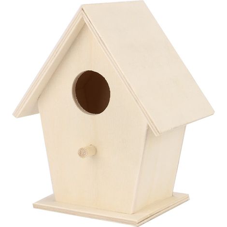 Maison Pour Oiseaux - Bois Naturel - Trou D'Entrée 3,2 cm - Œillets Métalliques Pour Suspension - Idéal Jardin Terrasse Balcon - 1 Pièce (1/5)