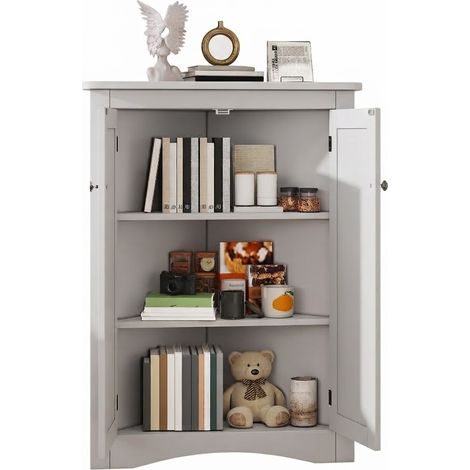 ELVMI Armario Esquinero con 2 Puertas y 3 Niveles, Superficie Lacada, para Baño de MDF Blanco, 61.5 x 80 cm (1/5)