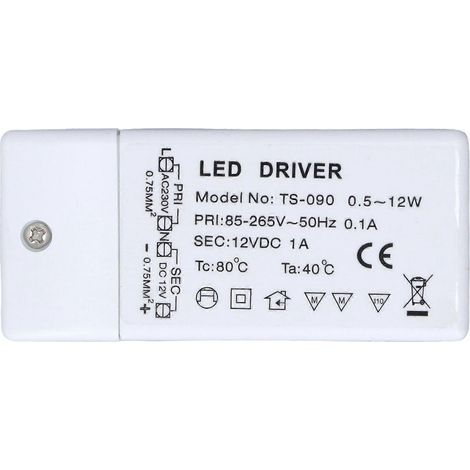 Alimentation/driver LED étanche IP67, transformateur pour éclairage LED destiné à une utilisation intérieure et extérieure, tension d'entrée 85–265 V
