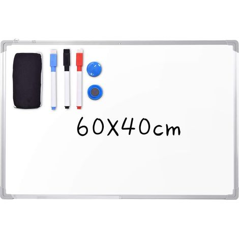 GOPLUS Lavagna Cancellabile in Alluminio Lavagna Magnetica Bianca per Scuola Casa Ufficio Vari Dimensioni Disponibili (60x40CM)