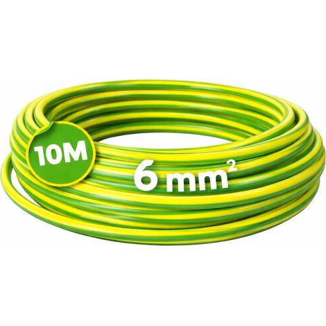 WEBMATEL Cable Eléctrico Flexible 6 mm² 10 m H07Z1-K Unipolar Libre Halógenos Amarillo-Verde (1/5)