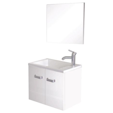 ONDEE ZEN - Lave-mains EPICE - avec miroir - 50cm - Blanc - Laqué - Livré en kit (1/5)