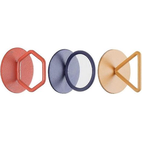 Crochets adhésifs en acier inoxydable pour porte-manteaux muraux, idéaux pour salles de bains, cuisines, toilettes et placards. Résistants à la rouille et sans perçage (gris + orange + jaune). (1/5)