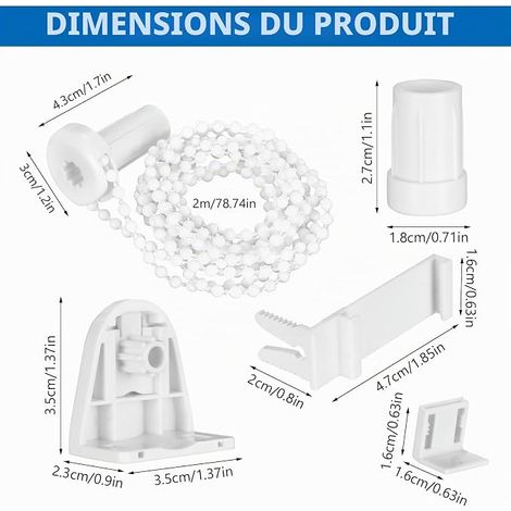 Fixation pour Store Enrouleur, 17mm Accessoires pour Stores Enrouleurs, Rechange de Accessoires de Store à Enrouleur pour Store Fenetre Store Enrouleur Occultant (1/4)