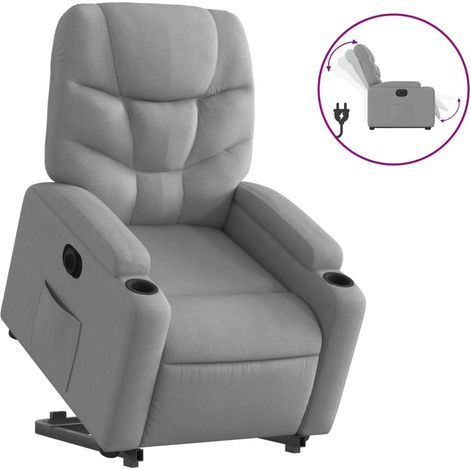 Sillón relax TV muy cómodo con función de elevación eléctrica en tela gris claro DEC028317 (1/5)