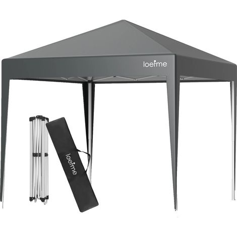 Carpa plegable con toldo, altura ajustable, tejido resistente al agua, color gris. (1/2)
