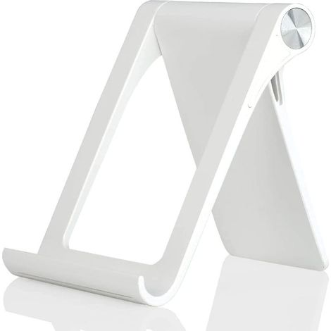 Support de téléphone réglable multi-angles pour iPhone 16, 15, 14, 13, 12, 11 Pro Max, XS, XR, 8 Plus, 6, 7, Samsung Galaxy S22, S21, S10, S7 Edge, S6, Android (blanc) (1/5)