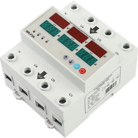 Dispositif de protection contre les surtensions et les sous-tensions triphasé réglable 220 V à réarmement automatique pour usage domestique (1/5)