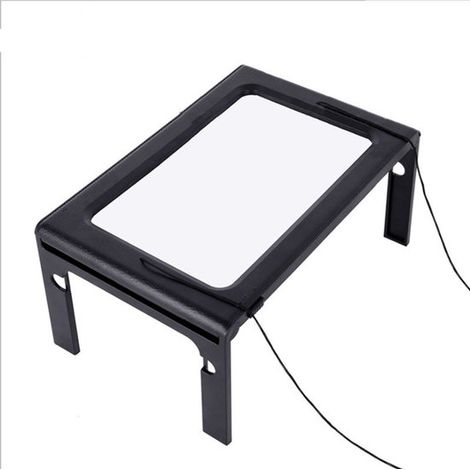 Lupa acrílica manos libres mejorada，Lupa de lente grande de página completa rectangular 5x con iluminación LED de 50 LED (1/4)