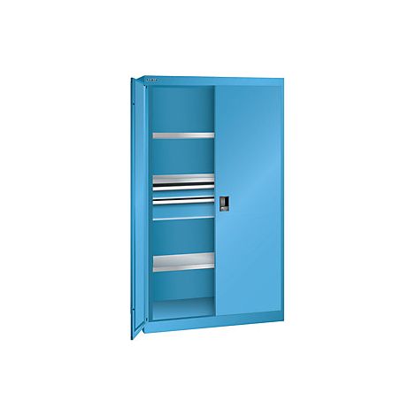Armario para cargas pesadas  3 baldas  2 cajones  azul