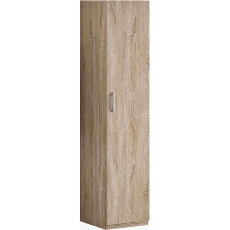 MIKE Armoire 1 porte 4 étagères couleur chêne clair (1/5)
