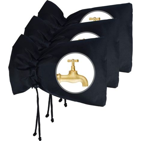 Housse de Robinet pour L'extérieur, Housse de Robinet Cosy pour la Protection Contre Le Gel en Hiver, Housse de Robinet de Jardin Imperméable, 22cm x 18cm (3 noir) (1/4)