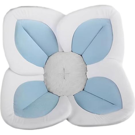 Weiches und bequemes Babybadekissen, fröhlicher und legerer Stoff, Badewannensitz mit Blumenmuster aus Netzgewebe, 80 cm, blau (1/5)