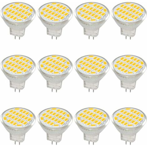 MR11 GU4 LED-Lampe, DC/AC 10-30V 3W, 12V, 24V, entspricht einer 30W Halogenlampe, 400 Lumen, warmweiß 3000K, LED-Ersatz für Garten, Innenbereich (12er-Pack)