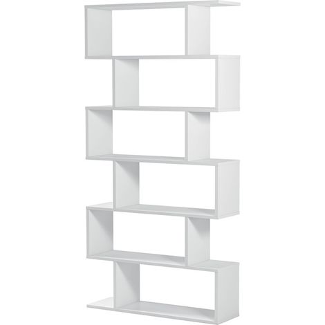 Etagère bibliothèque en panneau de particules mélaminé coloris blanc mat - Hauteur 192 x Longueur 80 cm x Profondeur 24 cm - PEGANE- (1/5)