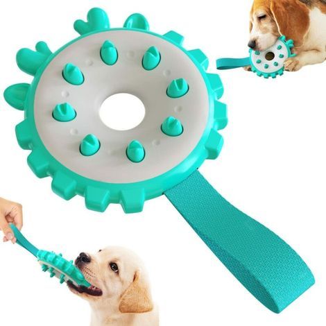 Juguetes masticables para perros, anillo de caucho natural para molares, frisbee para perros, juguetes interactivos para la limpieza de molares, adecuados para perros medianos y grandes. (1/5)
