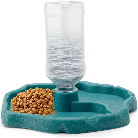 Distributeur d'eau pour Reptile 2 en 1 Abreuvoir Tortue, Bols Abreuvoir Tortue Distributeur d'eau pour Reptile Tortue Terrestre pour Reptiles Tortues Lézards Terrestre Distributeur (1/5)