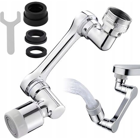 Aeratore per rubinetto da cucina - Rubinetto universale - Risparmio idrico - Rotazione a 1080° e 2 posizioni dell'acqua - Attacco universale e a prova di perdite - Per cucina e bagno (1/5)