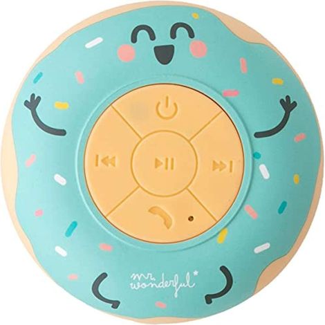 Enceinte de Douche Bluetooth sans Fil étanche et en Forme de Beignet avec 3-4 Heures d'autonomie et Une Ventouse pour adhérer. Couleur Verte (1/5)