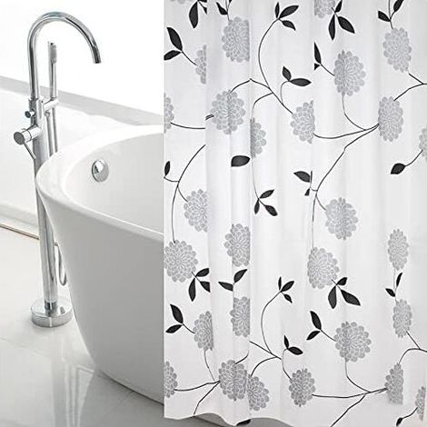 Flower Pattern Shower Curtain Extra Large 300cm Wide Bathroom Curtain - 240cm Drop Waterproof and Mildewproof Shower Curtain, PEVA Bathroom Curtain (200x240CM)