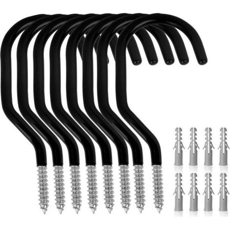 Crochet Velo - Acier Au Carbone Galvanise - Charge Max 45 Kg - Fixation Murale Ou Plafond - Lot De 8 (1/4)