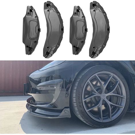 4-teiliger Satz Bremssattelabdeckungen für Vorder- und Hinterachse für Tesla Model Y 2020-2024 (nicht anwendbar auf Model Y Modelle mit Hinterradantrieb ab 2024)
