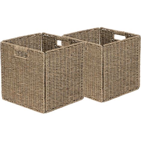 Lot de 2 paniers de rangement intissés pliables - Jonc de mer - 31 x 31 x 31 cm - BOX & BEYOND (1/5)
