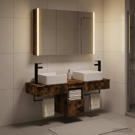 vidaXL Set di Armadi da Bagno 4 pz Rovere Fumo Legno ingegnerizzato (1/5)