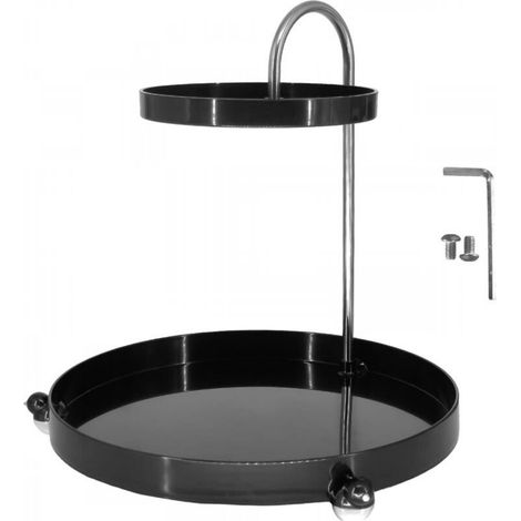 Plateau de lavabo de salle de bain, plateau rotatif à deux niveaux, motif oiseau, organiseur de comptoir multifonctionnel, noir (1/4)