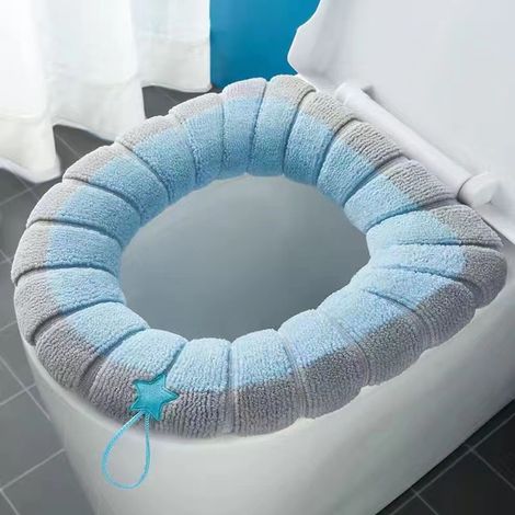 Housse siège de toilette WC en microfibre polyester – Matelassée, lavable en machine à 30°C – Confort et chaleur pour toilettes ovales et rondes (1/5)