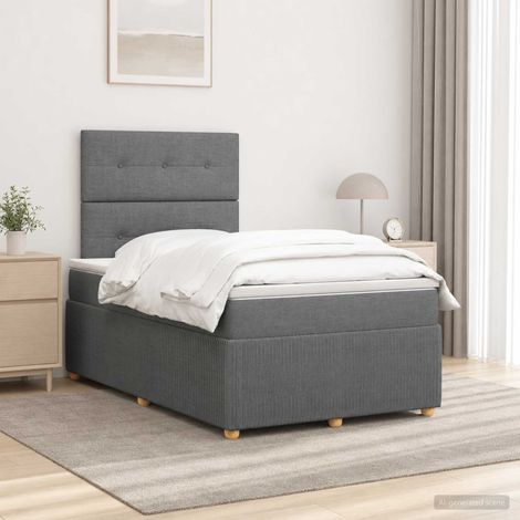 vidaXL Cama de muelles con LED y colchón Gris oscuro 120 x 190 cm Tela (1/5)