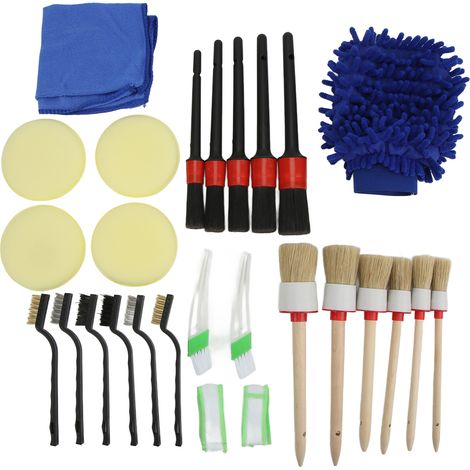 Ensemble de brosses nettoyage automobile à poils haute densité, résistantes flexibles, utilisables (1/5)