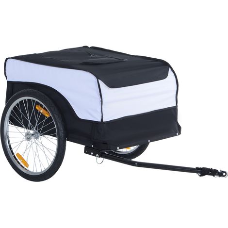 Remorque vélos cargo capacité max 40 kg, 140 x 77 x 65 cm, structure blanc et acier noir, tissu Oxford, remorque transport pratique, camion main (1/5)